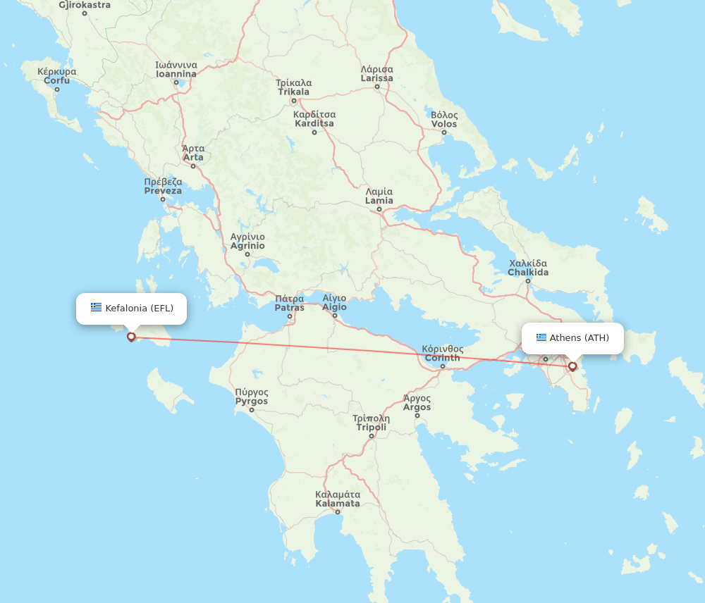 ATH to EFL flights and routes map