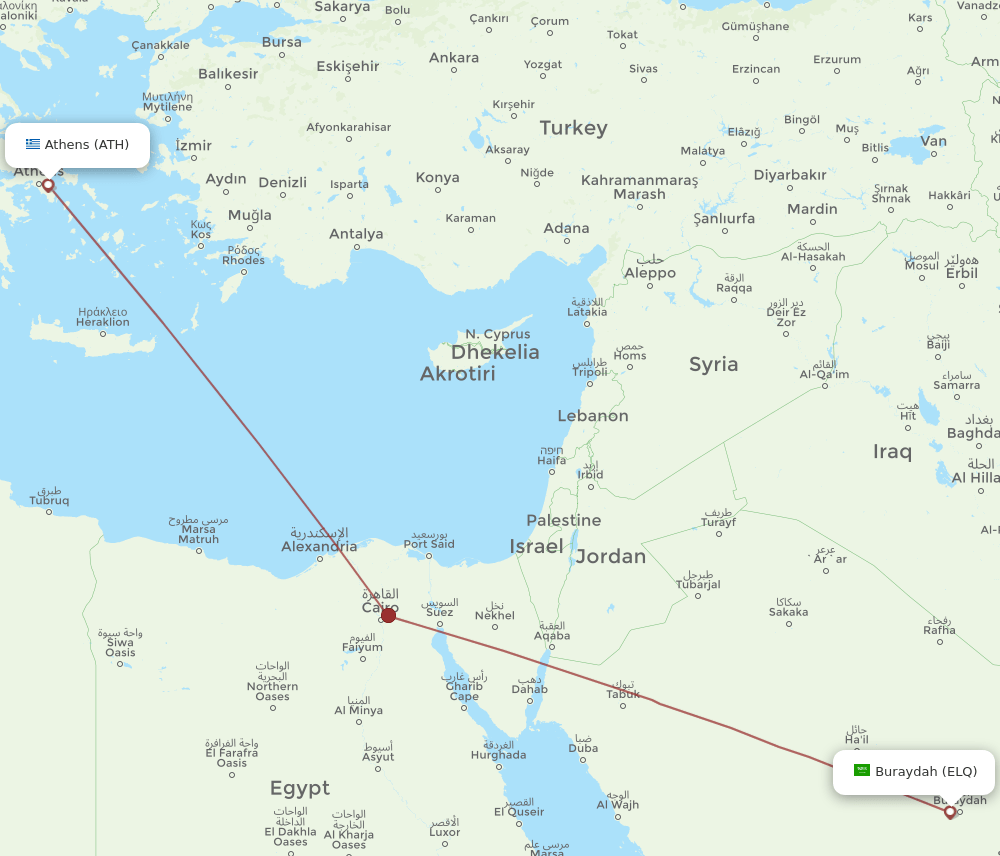 ATH-ELQ flight routes