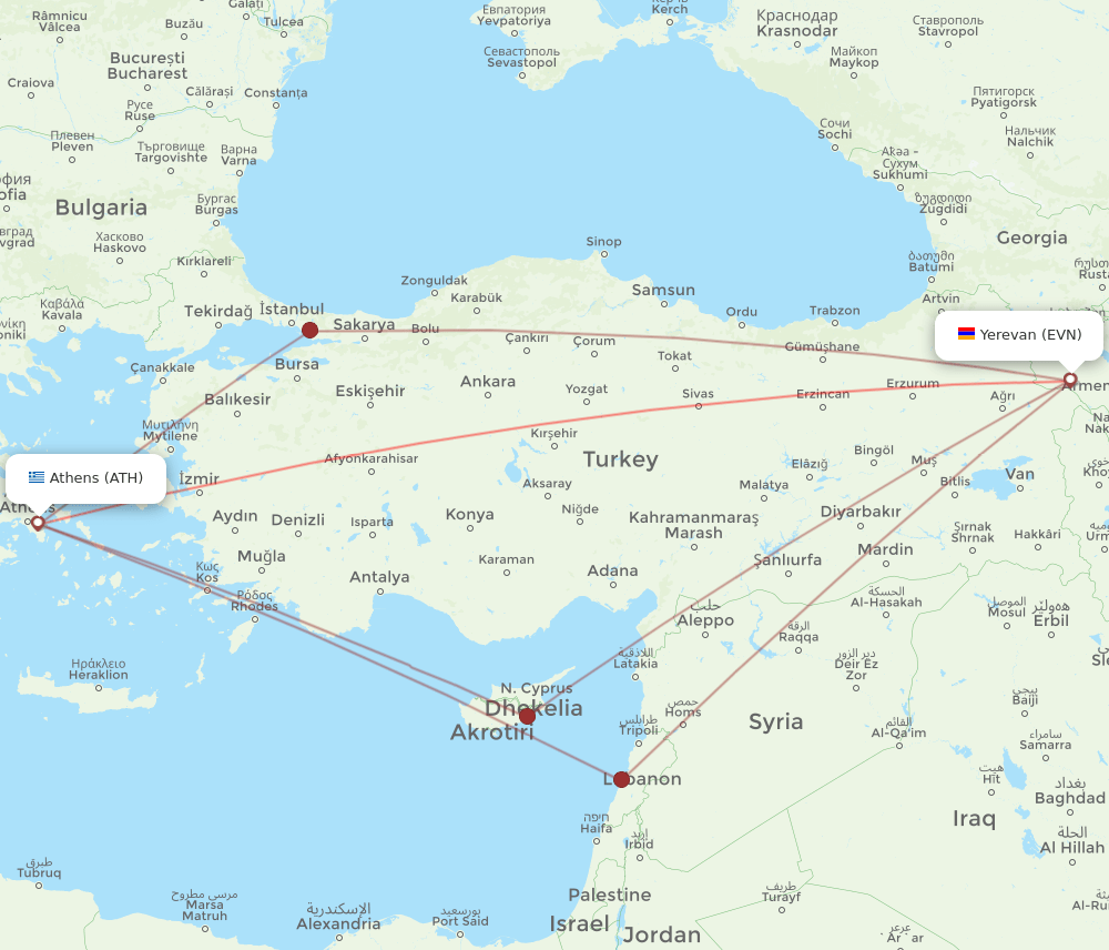 ATH-EVN flight routes