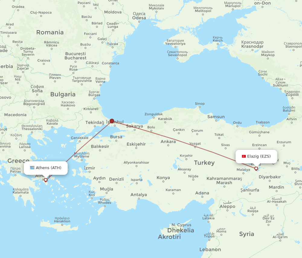 ATH-EZS flight routes
