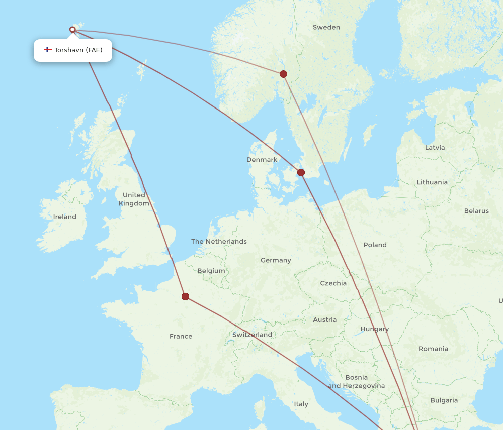 ATH to FAE flights and routes map