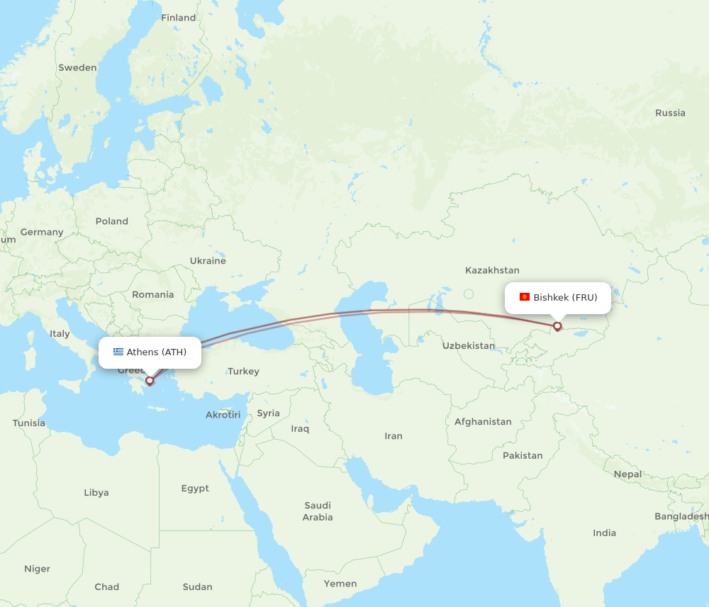 ATH to FRU flights and routes map