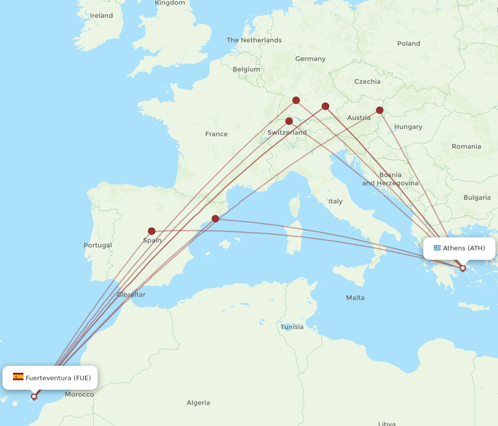 ATH-FUE flight routes