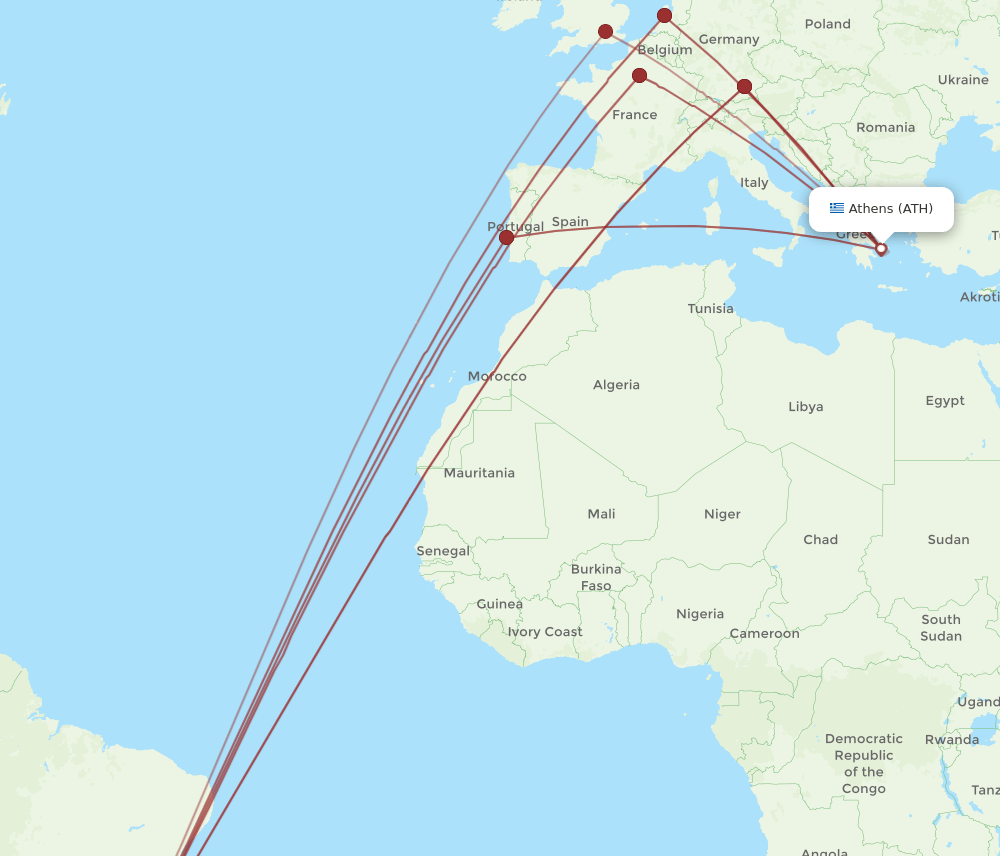 ATH-GIG flight routes