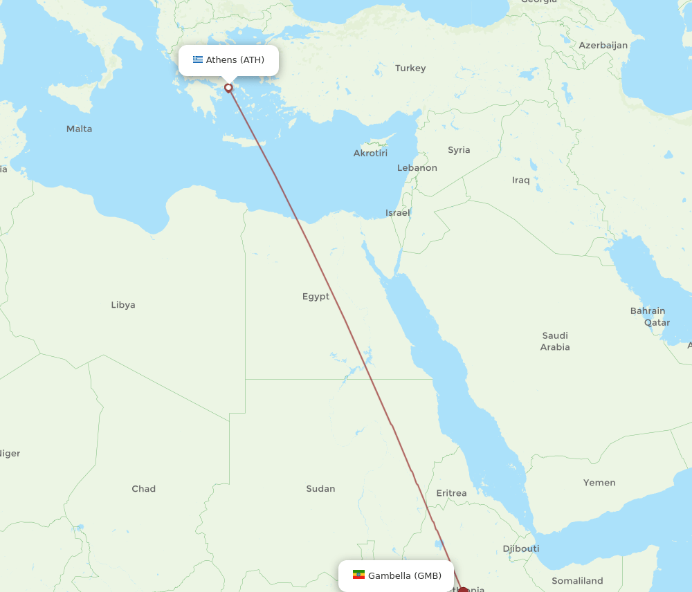 ATH-GMB flight routes