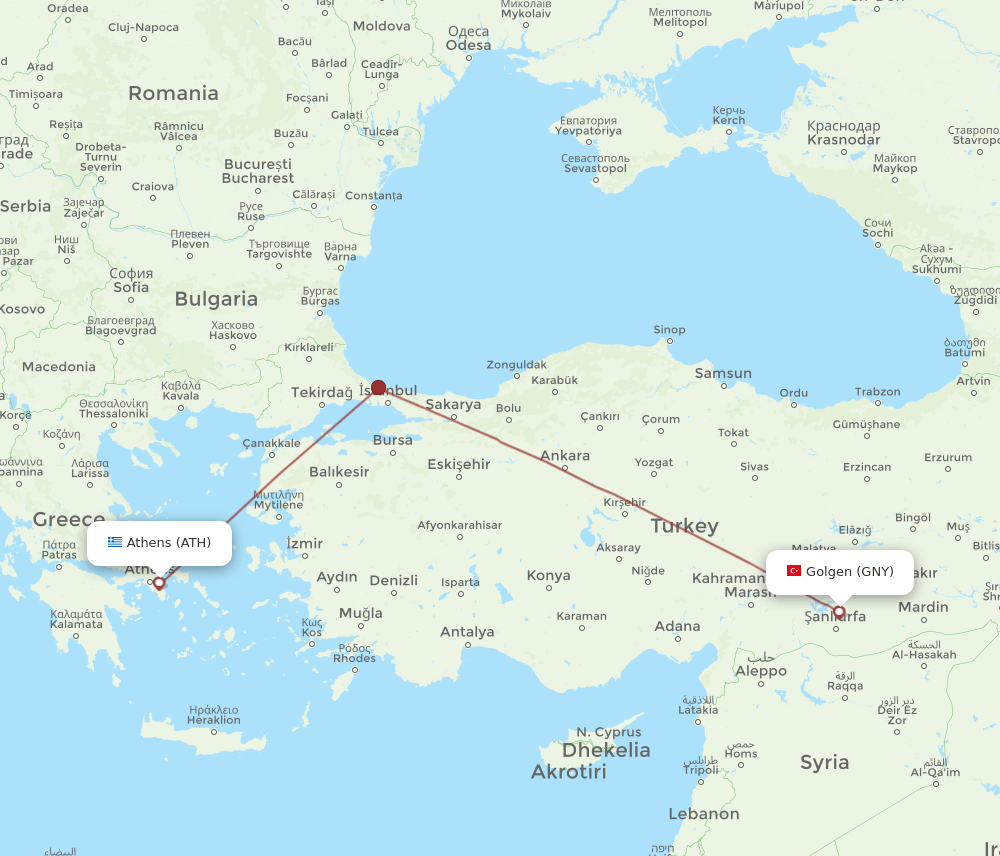 ATH-GNY flight routes