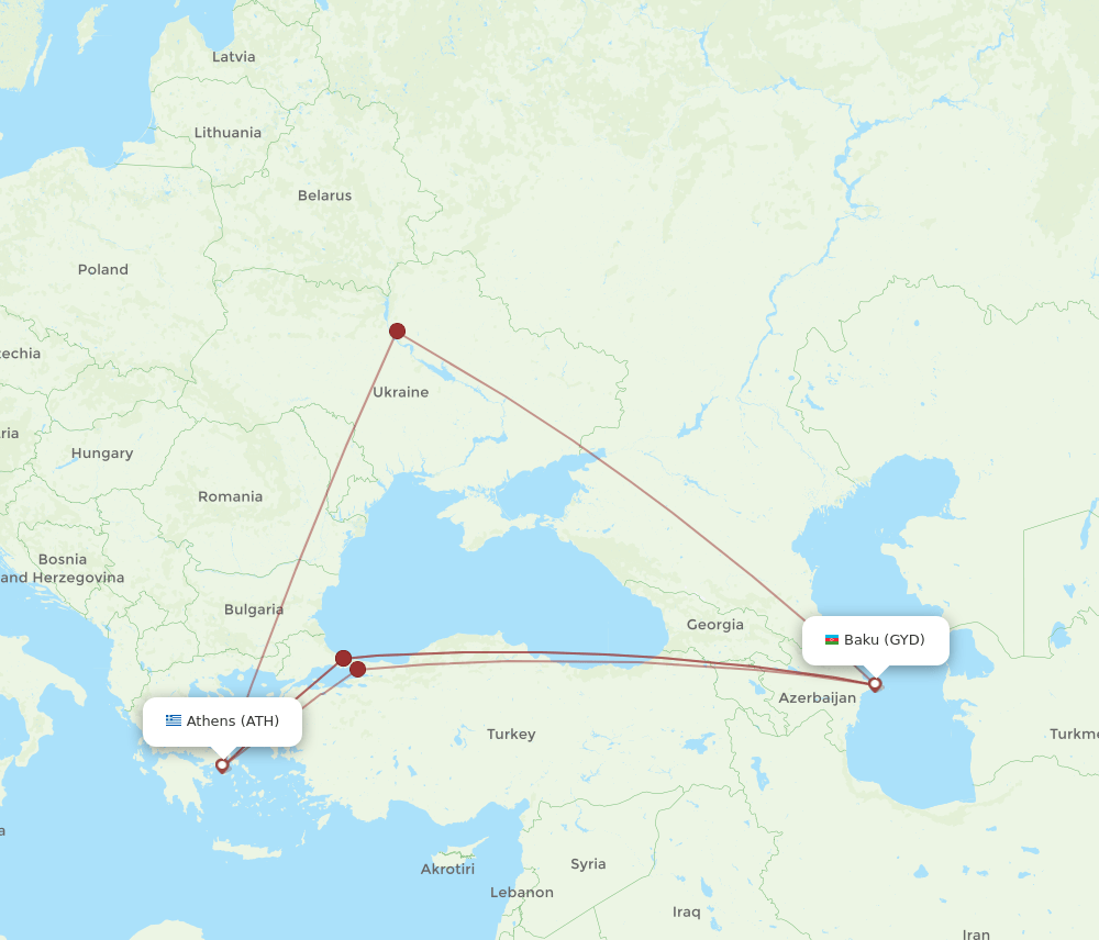 ATH-GYD flight routes