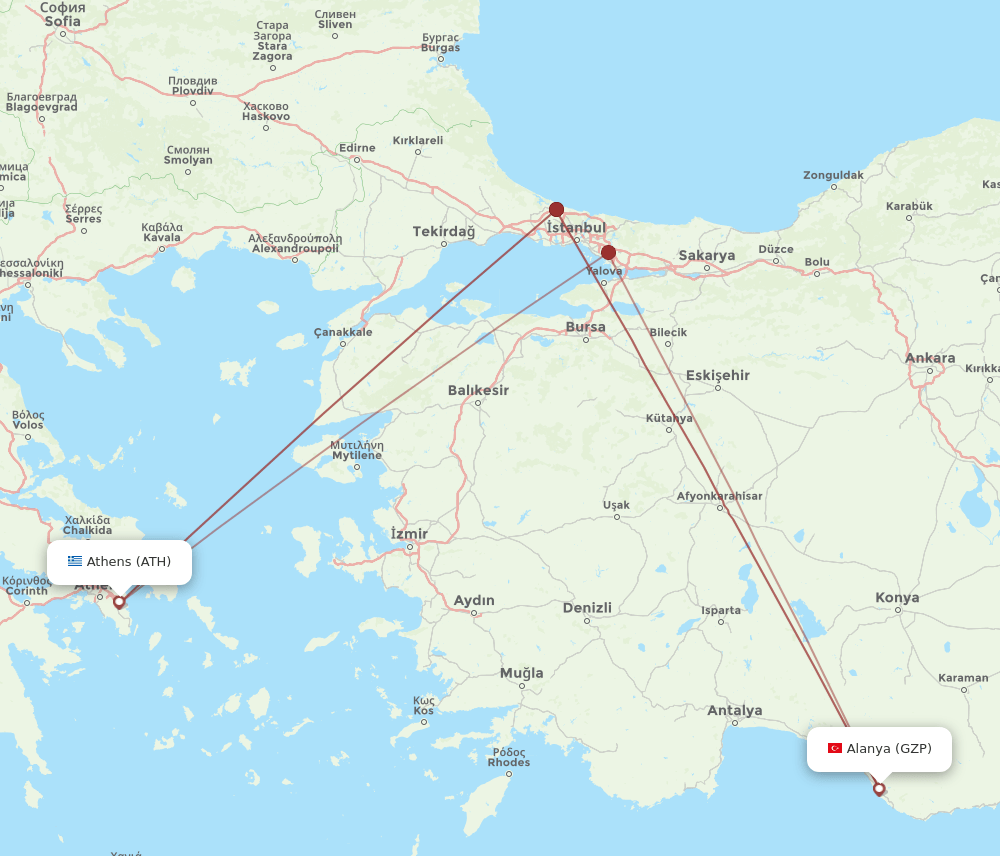 ATH-GZP flight routes
