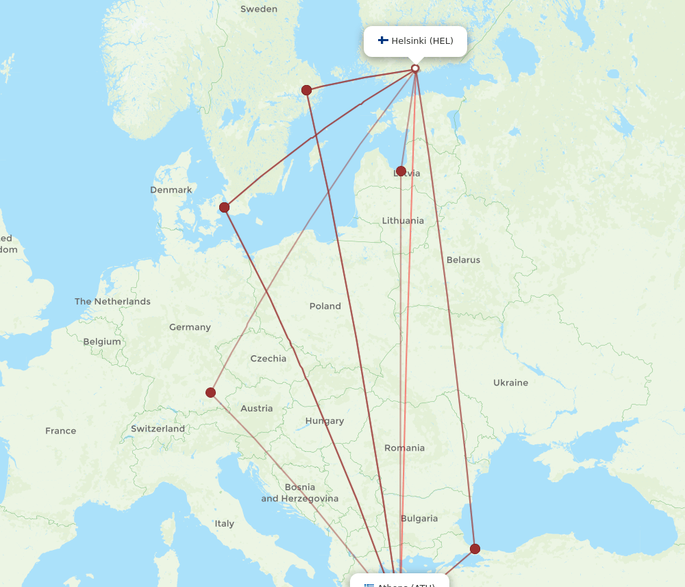 ATH-HEL flight routes