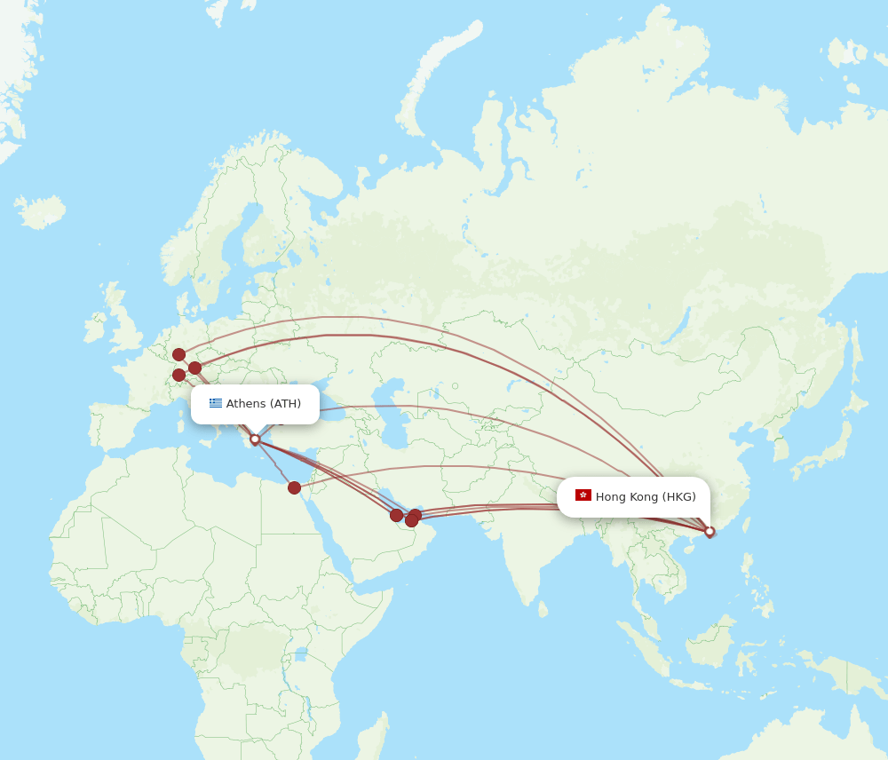 ATH-HKG flight routes