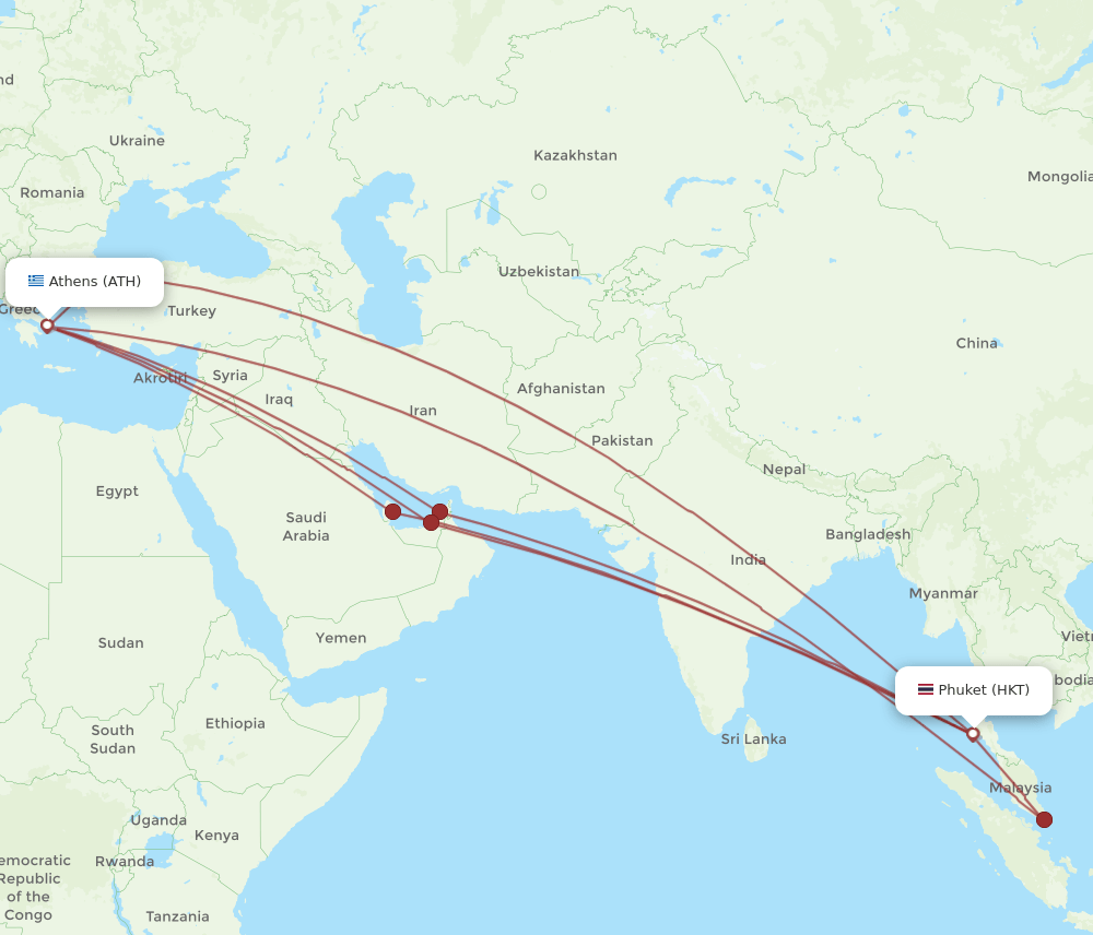 ATH-HKT flight routes