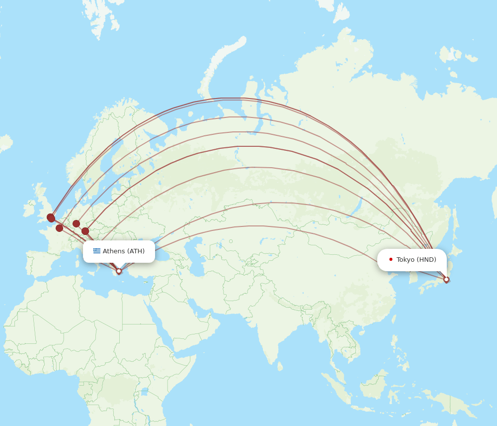 ATH-HND flight routes