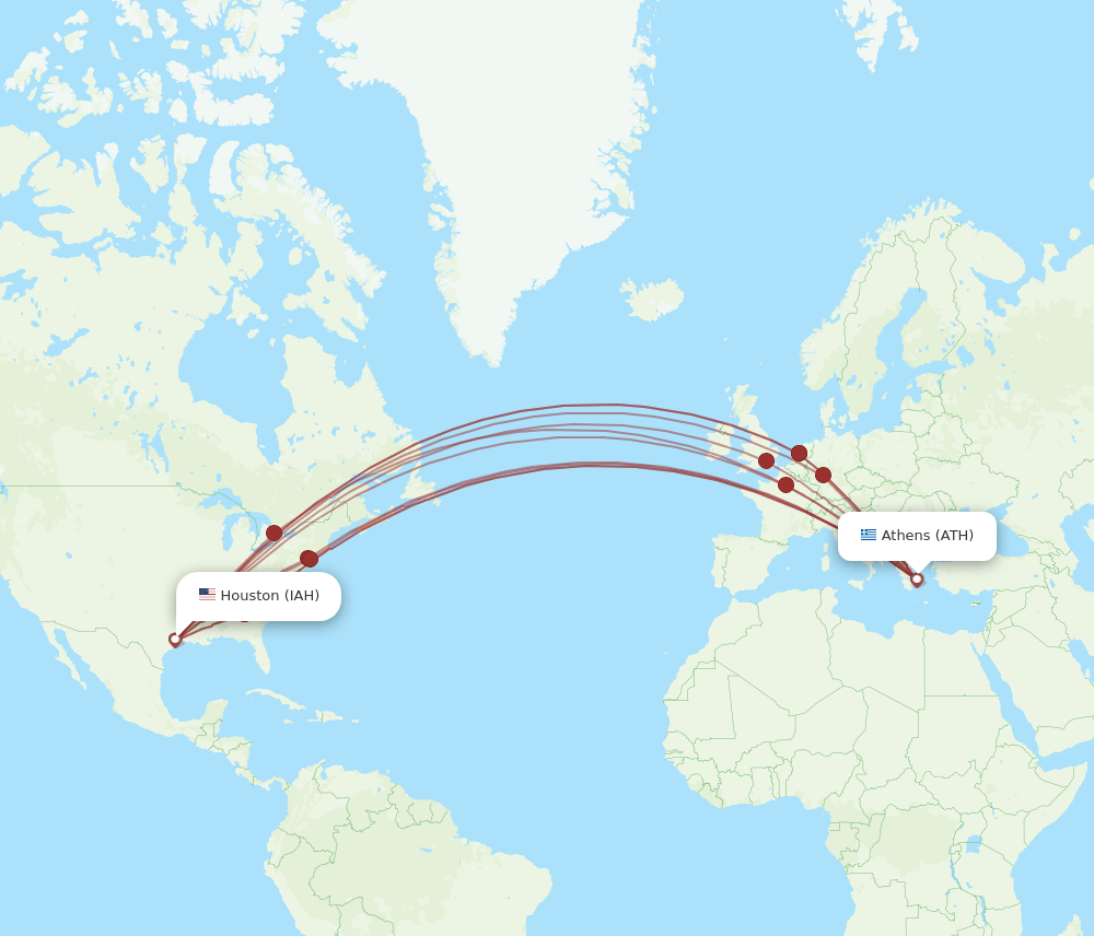 ATH-IAH flight routes