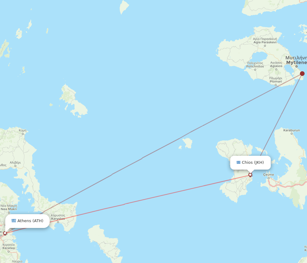 ATH to JKH flights and routes map