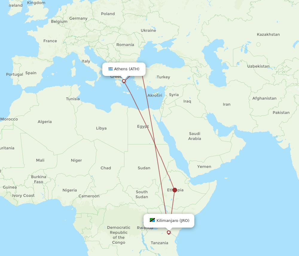ATH-JRO flight routes