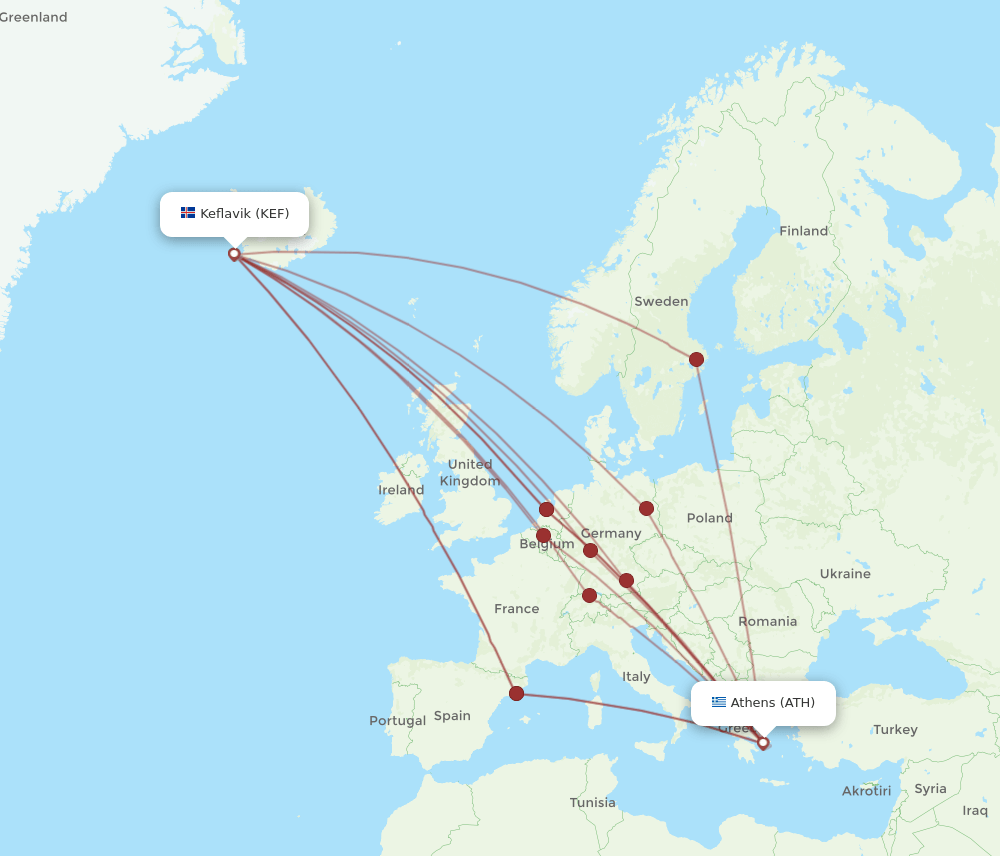 ATH-KEF flight routes
