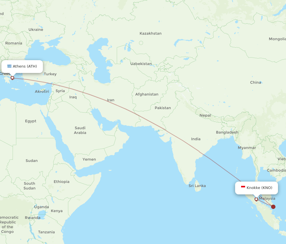 ATH-KNO flight routes