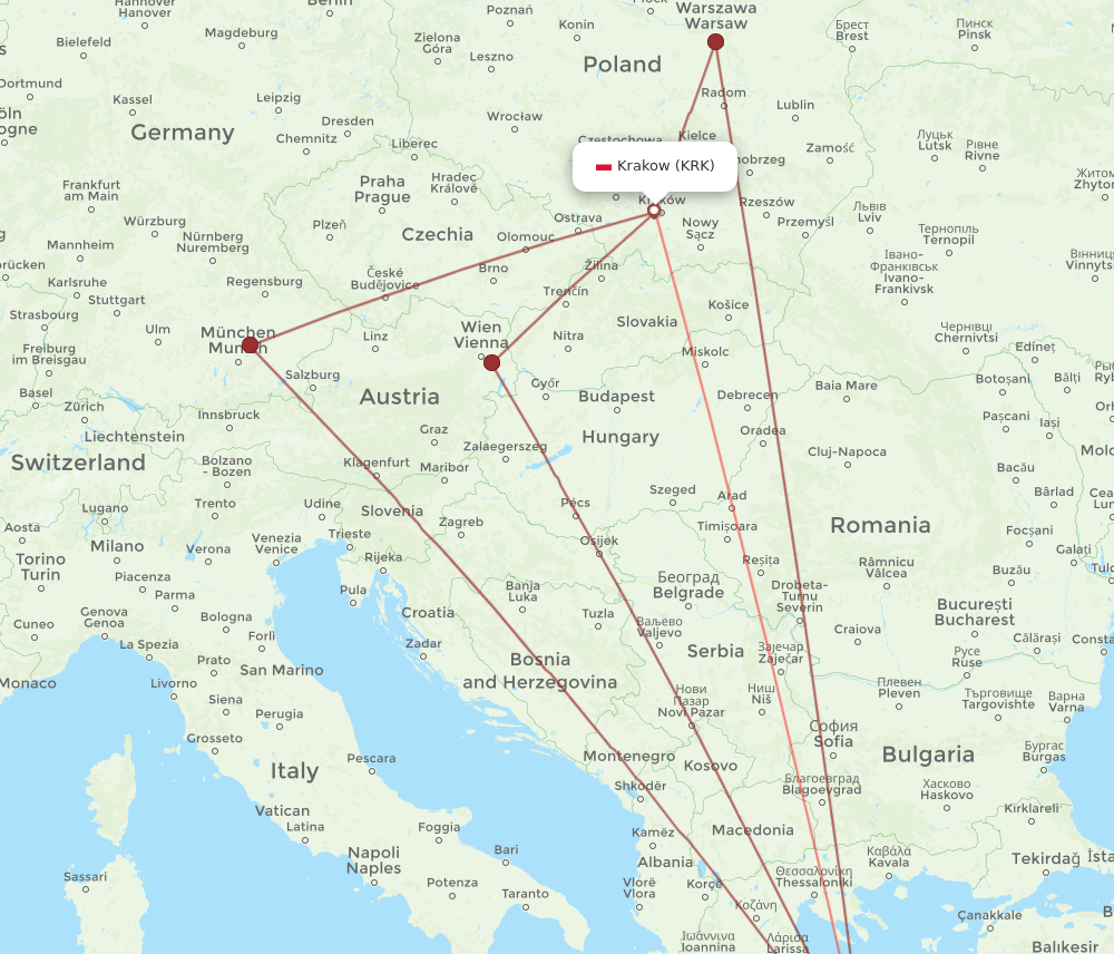 ATH-KRK flight routes