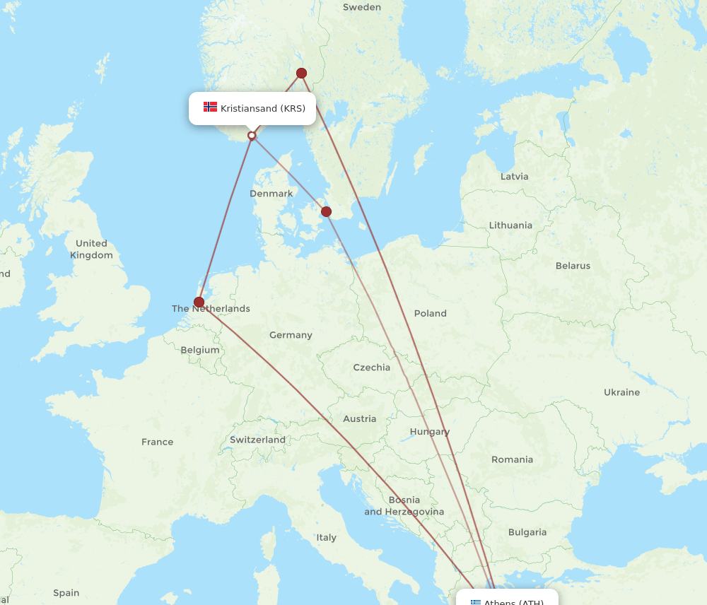 ATH-KRS flight routes