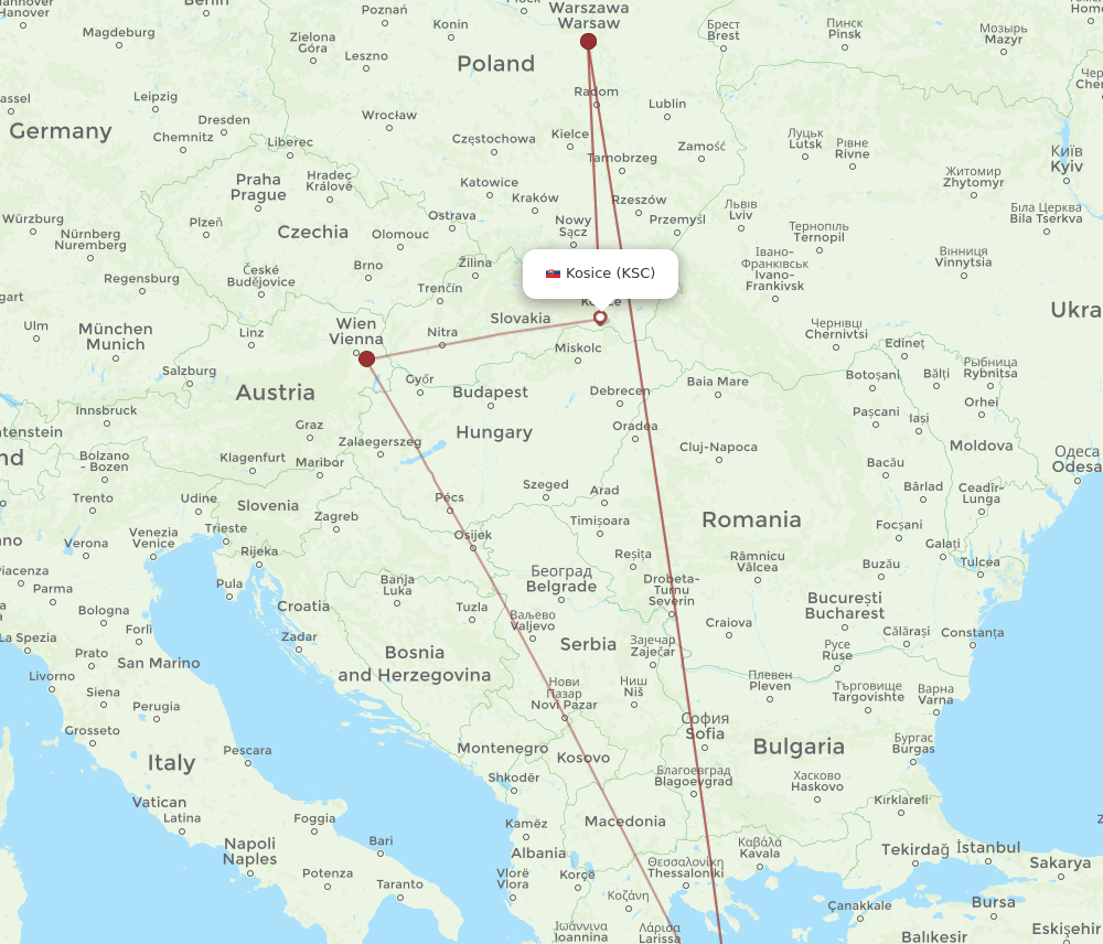 ATH-KSC flight routes