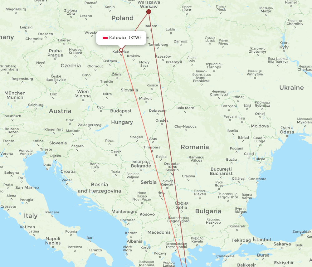 ATH-KTW flight routes