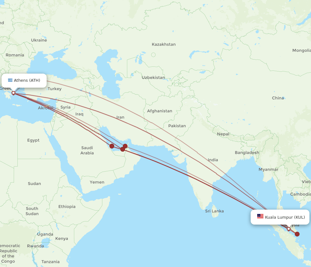 ATH-KUL flight routes