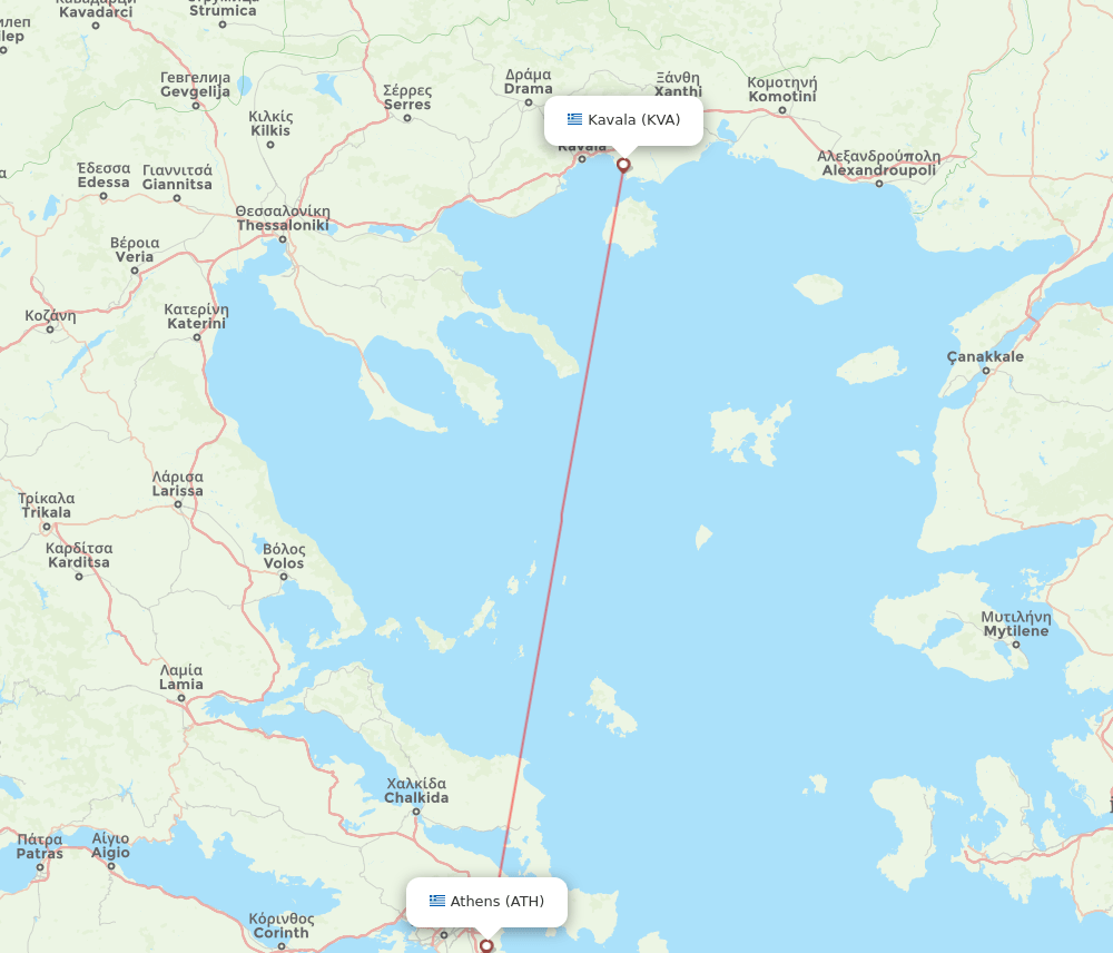 ATH to KVA flights and routes map