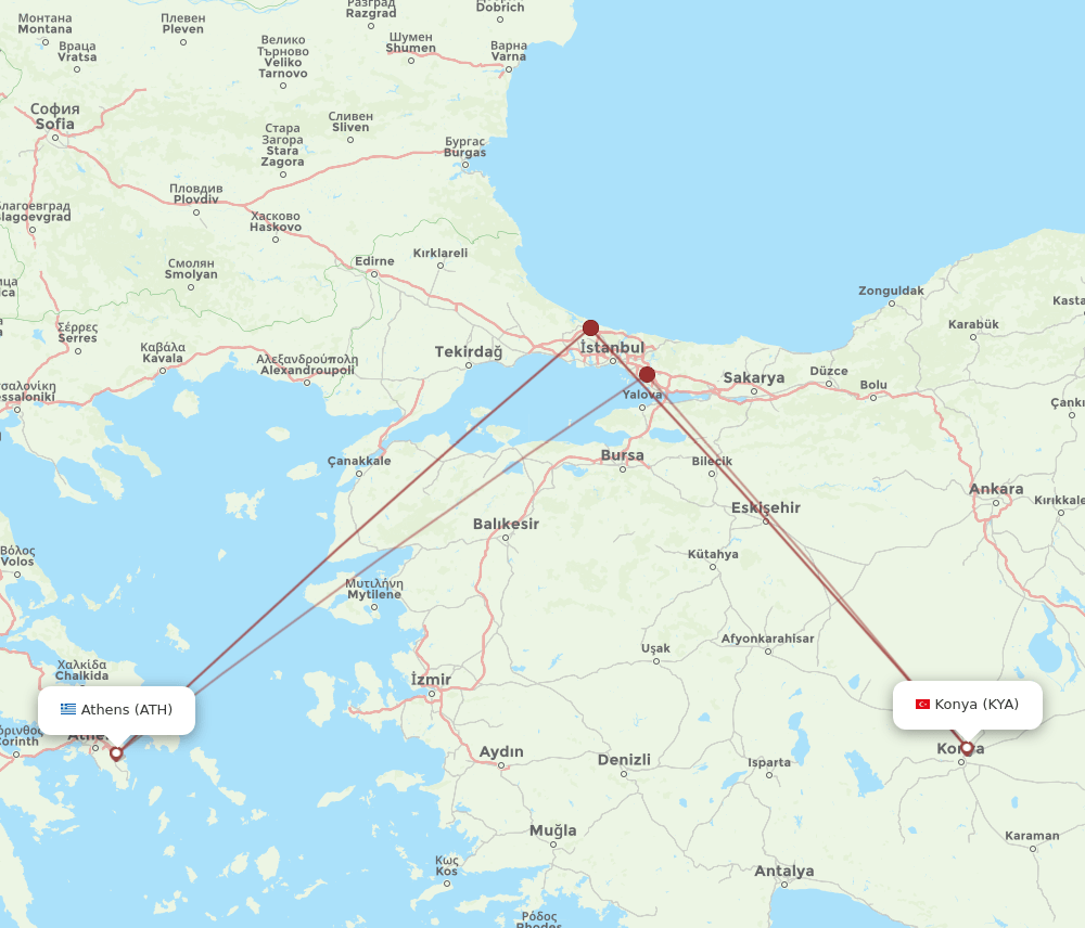 ATH-KYA flight routes