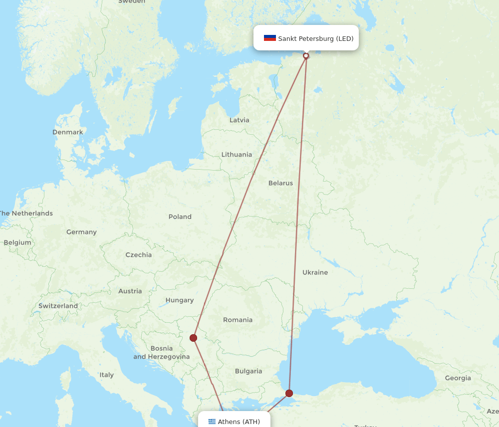 ATH-LED flight routes