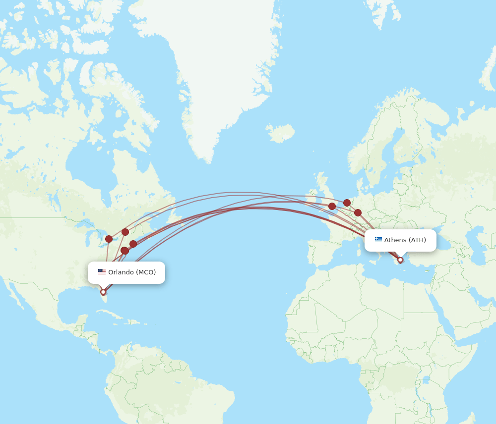 ATH-MCO flight routes