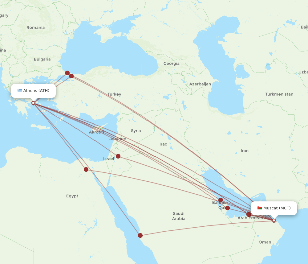 ATH-MCT flight routes