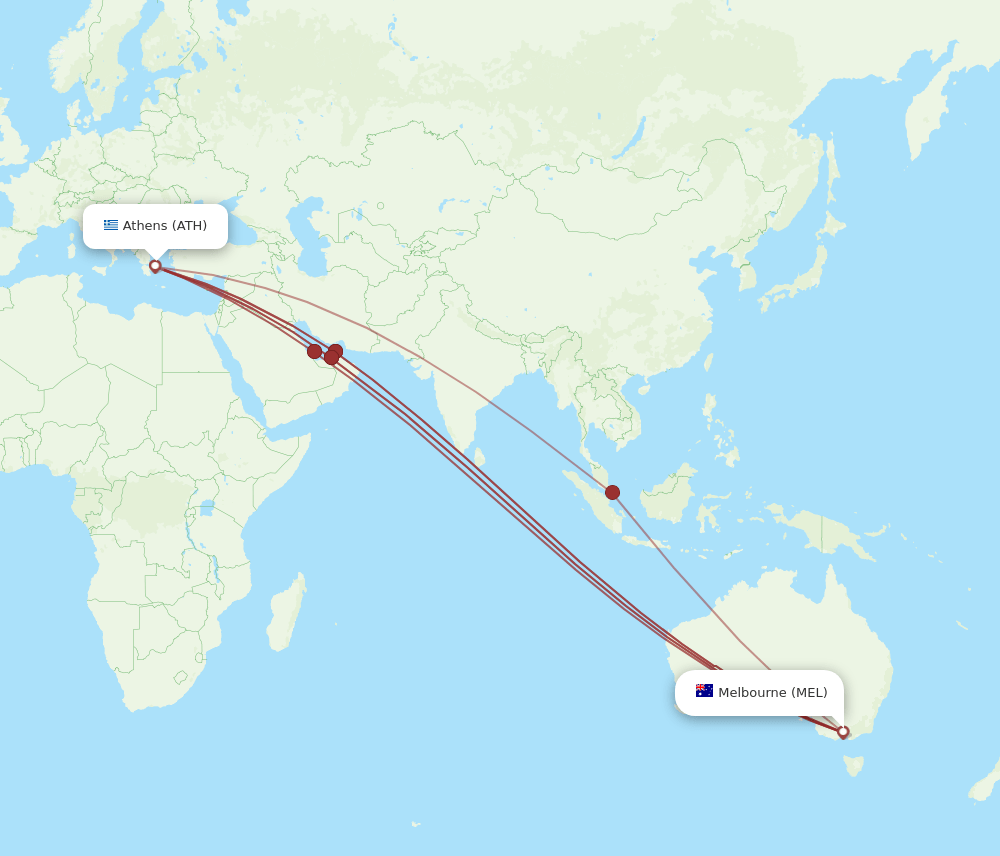 ATH-MEL flight routes