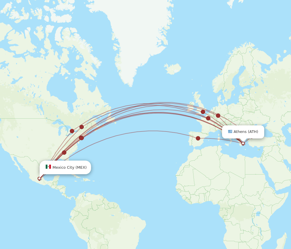 ATH-MEX flight routes