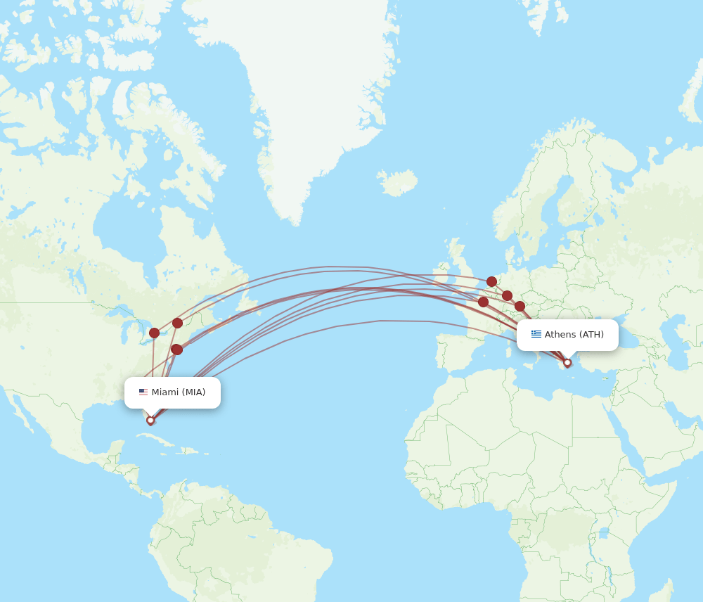 ATH-MIA flight routes