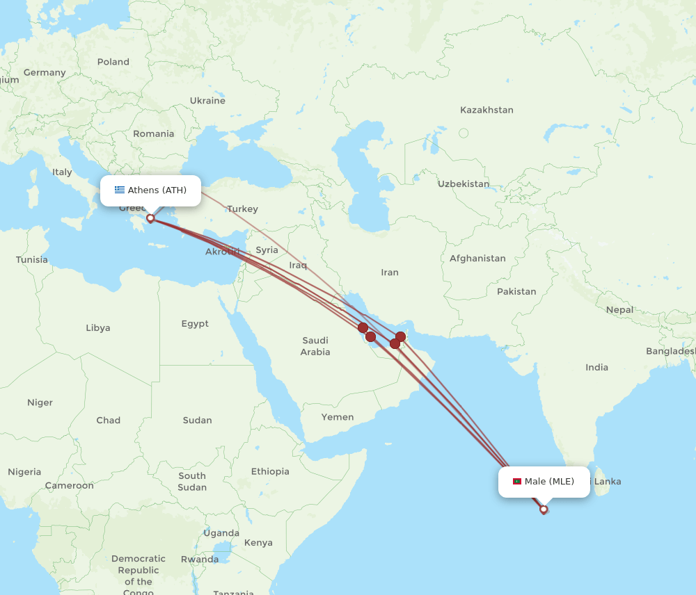 ATH-MLE flight routes