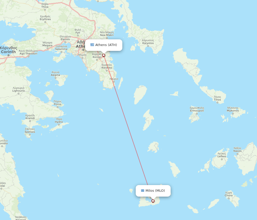 ATH to MLO flights and routes map