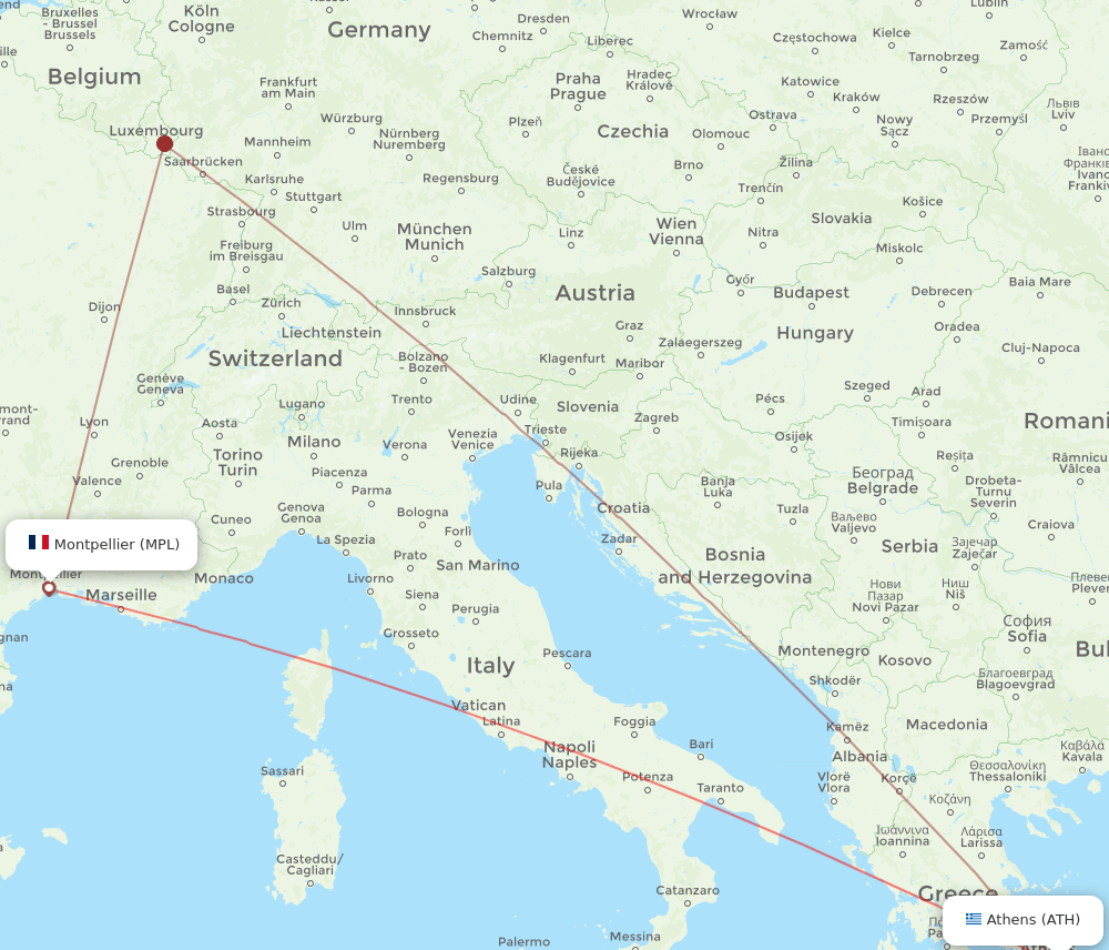 ATH-MPL flight routes