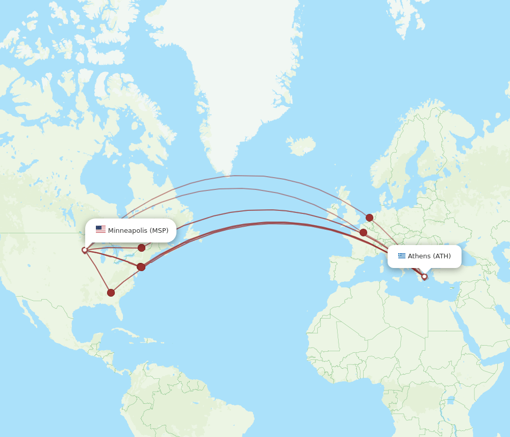 ATH-MSP flight routes