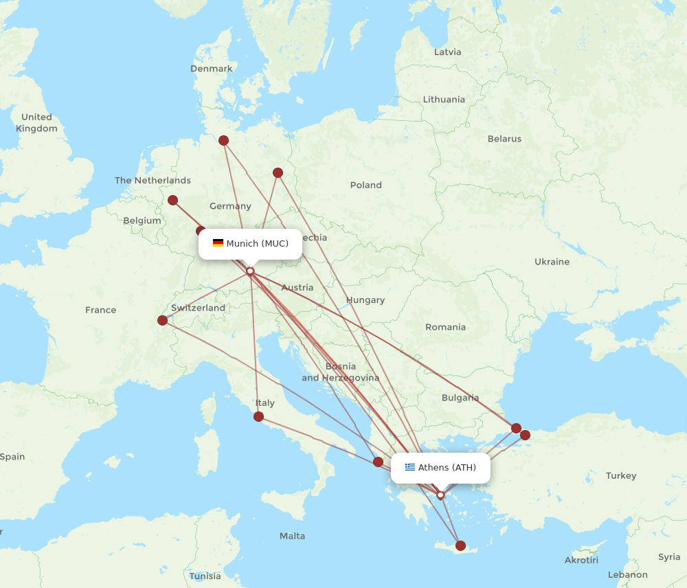 ATH-MUC flight routes
