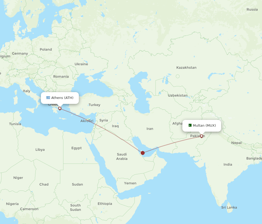 ATH to MUX flights and routes map
