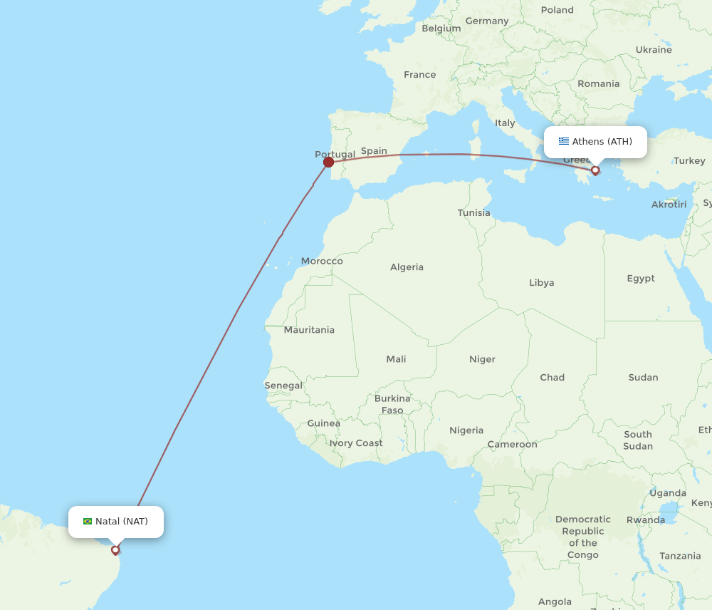 ATH-NAT flight routes