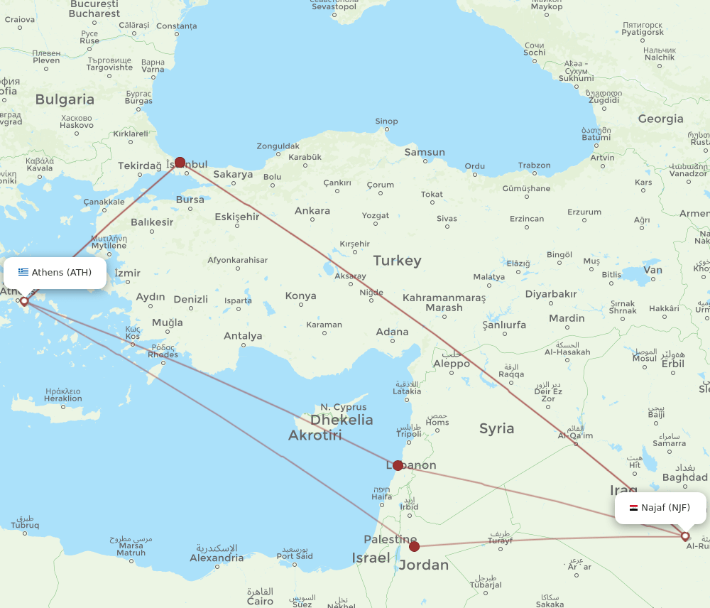 ATH-NJF flight routes