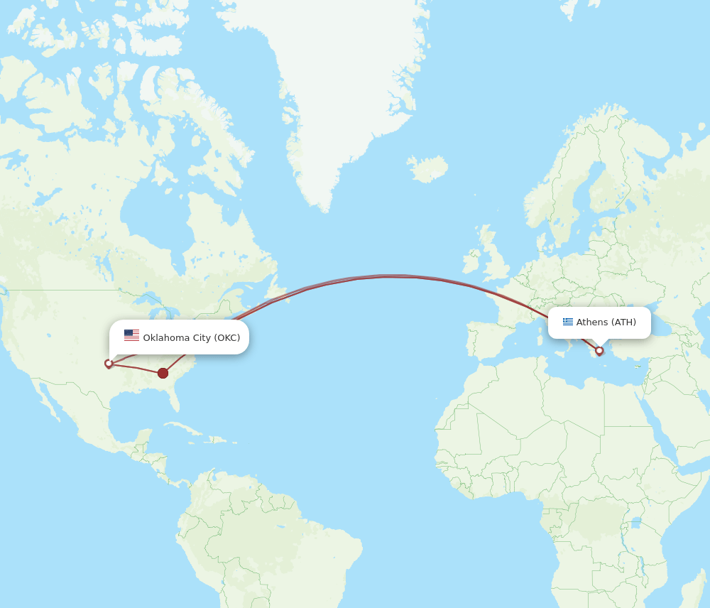 ATH-OKC flight routes