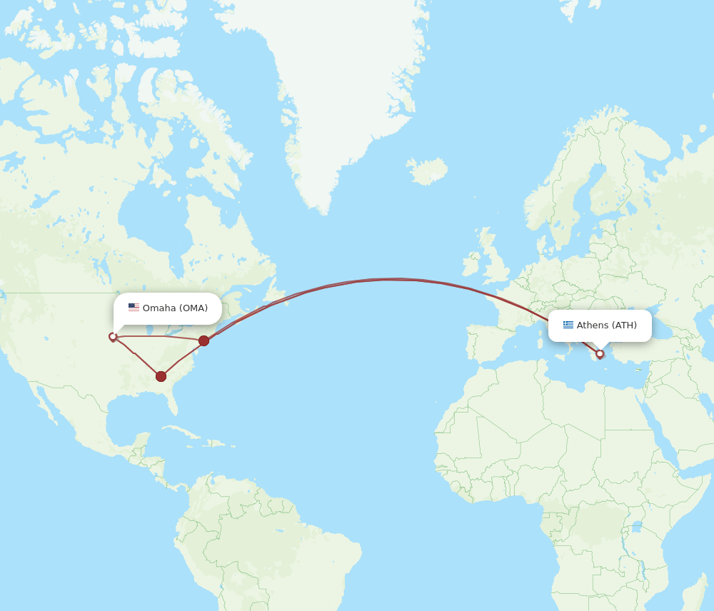 ATH-OMA flight routes