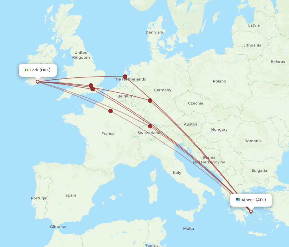 ATH-ORK flight routes