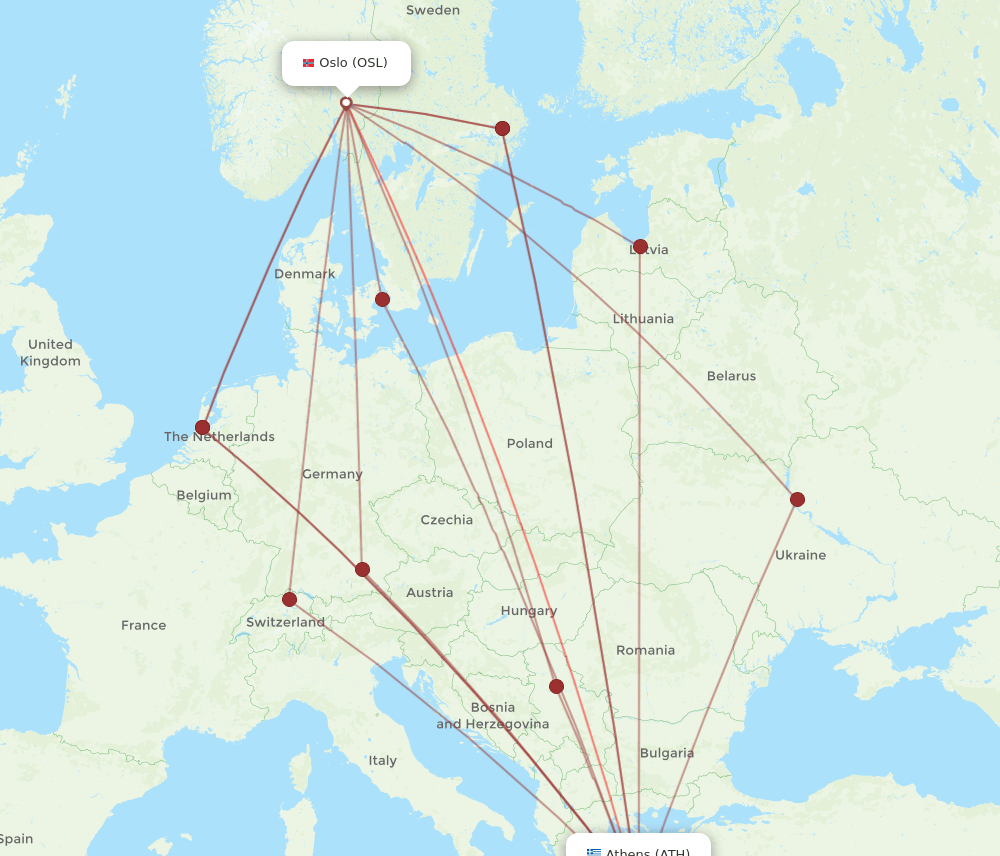 ATH-OSL flight routes