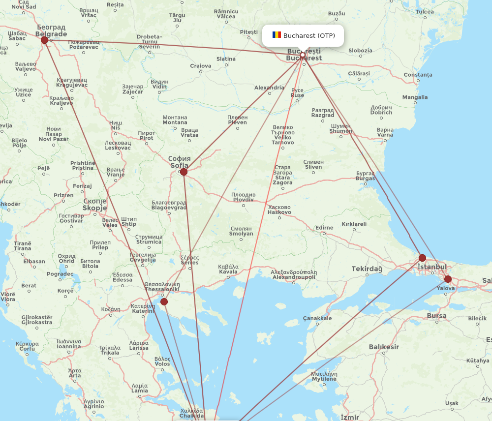 ATH to OTP flights and routes map