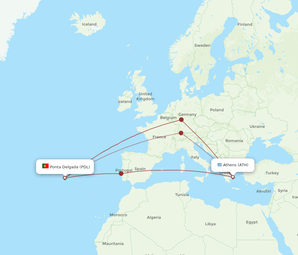 ATH-PDL flight routes