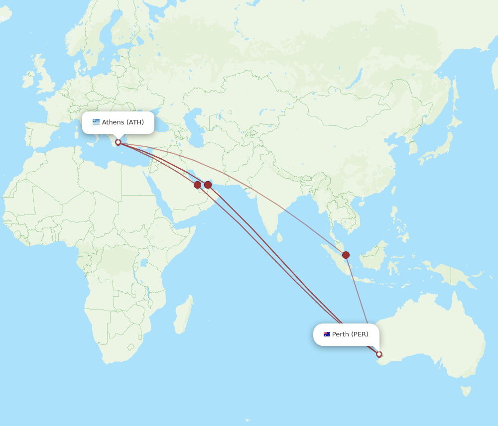 ATH-PER flight routes