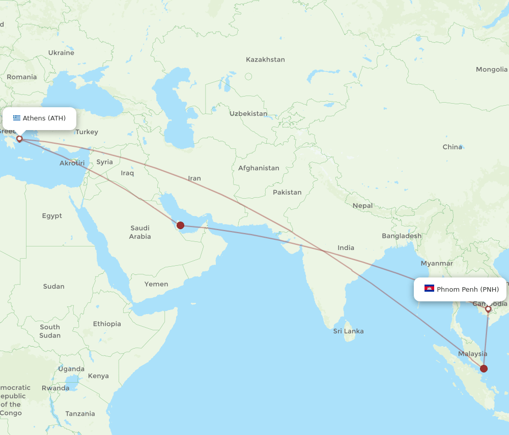 ATH-PNH flight routes
